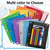 Forvencer Pencil Pouch for 3 Ring Binder, Binder Pencil Case with Smooth Zipper, Clear Window Pencil Case for Binder, Big Capacity 3 Ring Binder Pencil Bag with 3 Reinforced Grommets, Pink-UPStoxs