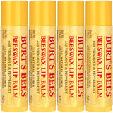Burt's Bees Lip Balm - Original Beeswax, Lip Moisturizer With Responsibly Sourced Beeswax, Tint-Free, Natural Origin Conditioning Lip Treatment, 4 Tubes, 0.15 oz.-UPStoxs