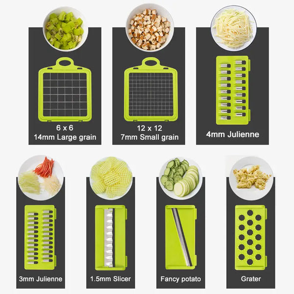 8-in-1 Vegetable Cutter & Mandoline Slicer Set - Kitchen Gadget Kit