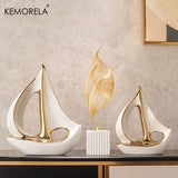 Ceramic Luxury Sailboat Sculpture