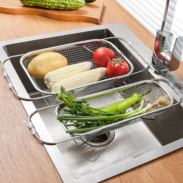 Expandable Stainless Steel Sink Strainer Basket - Kitchen Drain Rack