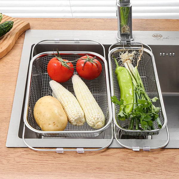 Expandable Stainless Steel Sink Strainer Basket - Kitchen Drain Rack