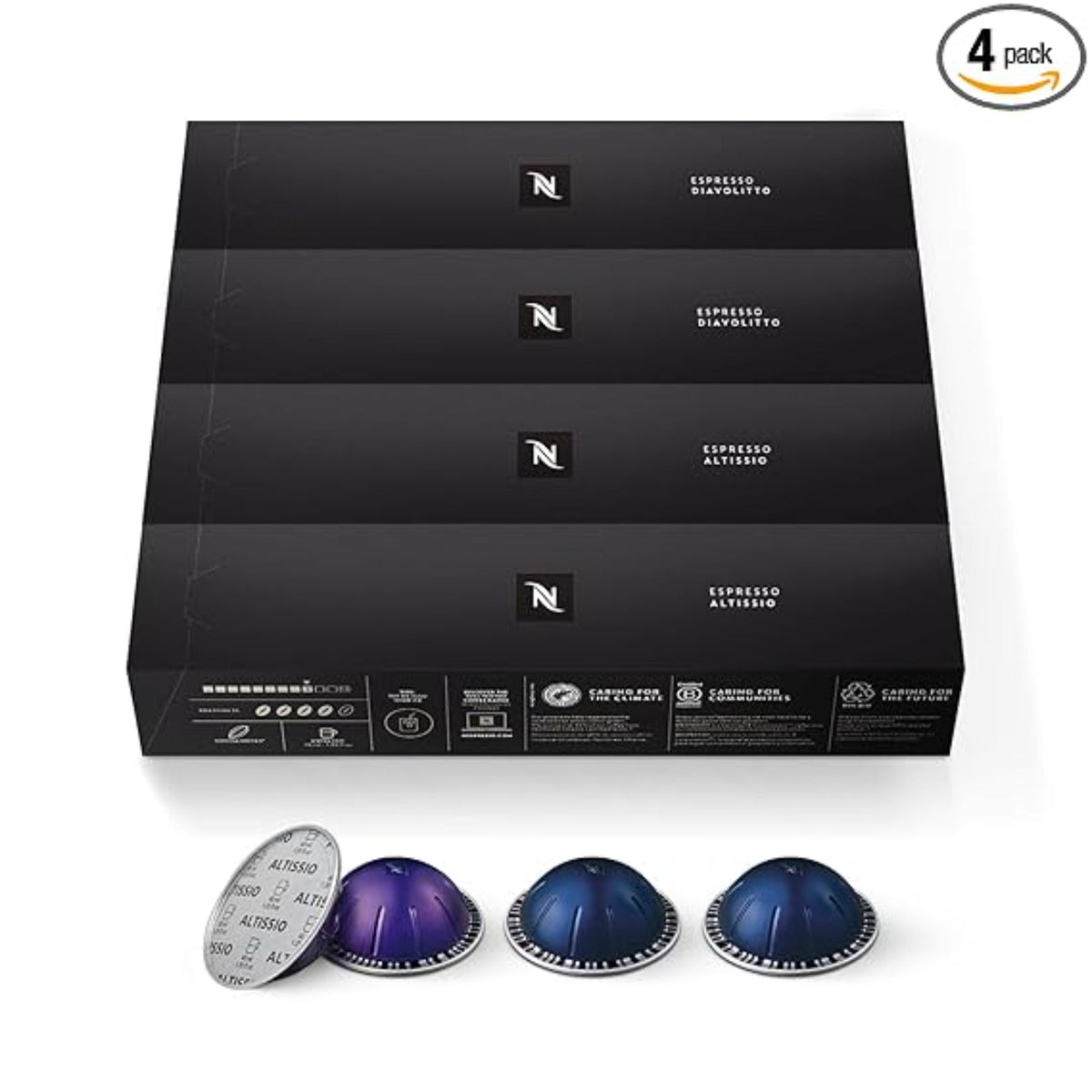 Nespresso Capsules Vertuo, Espresso Bold Variety Pack, Medium and Dark Roast Coffee, 40-Count Espresso Pods, Brews 1.35oz.