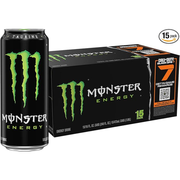Monster Energy Drink, Green, Original, 16 Ounce (Pack of 15)