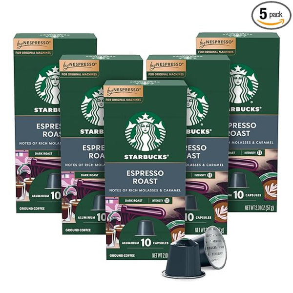Starbucks by Nespresso Original Line Dark Roast Espresso, 50-count Espresso Pods