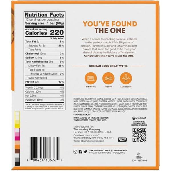 ONE Protein Bars, Maple Glazed Doughnut, Gluten Free with 20g Protein and 1g Sugar, Pantry Staples, 2.12 oz (12 Count)