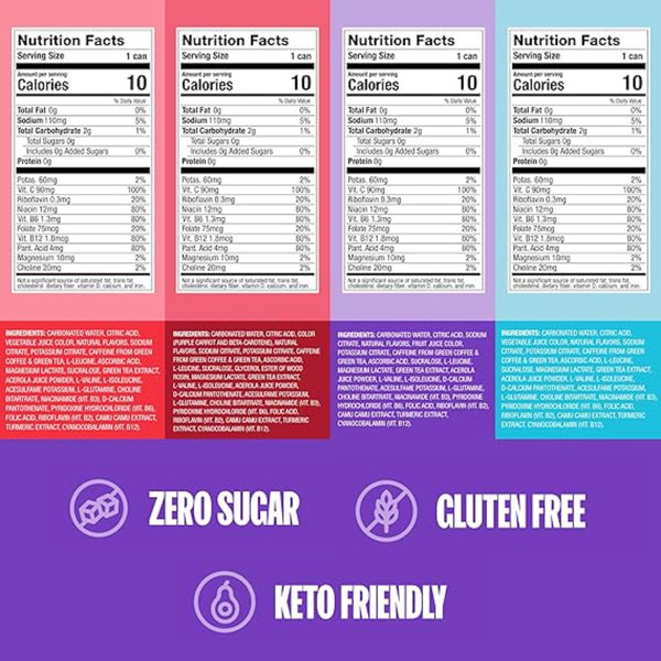 ZOA Zero Sugar Energy Drinks, Variety Pack - Sugar Free with Electrolytes, Healthy Vitamin C, Amino Acids, Essential B-Vitamins, and Caffeine from Green Tea - 12 Fl Oz (12-Pack)