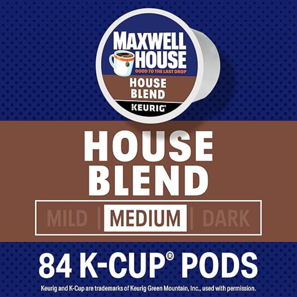 Maxwell House House Blend Medium Roast K-Cup Coffee Pods, 84 ct Box