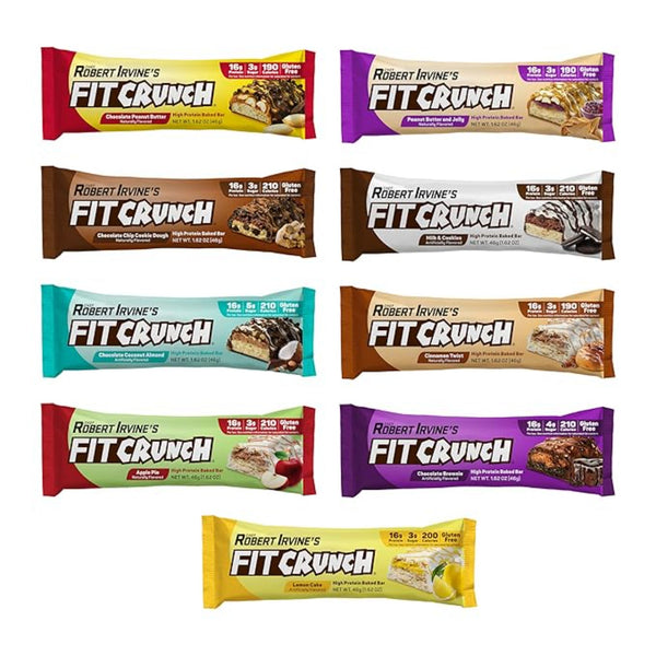 FITCRUNCH Snack Size Protein Bars, 6-Layer Baked Bar, 3g of Sugar, Gluten Free & Soft Cake Core (9 Count, Flavor Lovers)